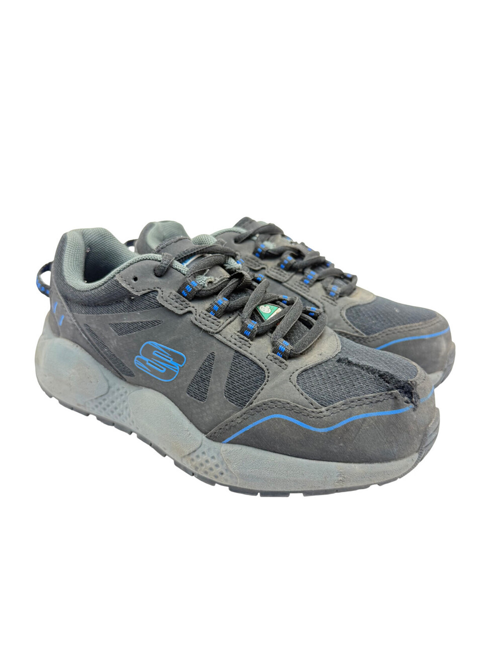 Skechers Women's Steel Toe Steel Plate Work Shoes 99993551 Black/Blue Size 5M